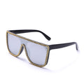 One Piece Oversized Sunglasses Women Handmade Punk Sun Glasses Men UV400 Eyeglasses Chain Decoration Fashion Eyewear Shades
