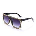 One Piece Oversized Sunglasses Women Handmade Punk Sun Glasses Men UV400 Eyeglasses Chain Decoration Fashion Eyewear Shades