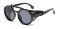 Leather Retro Rivet Round Punk Sunglasses Men Vintage Steampunk Shades Women