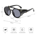 Leather Retro Rivet Round Punk Sunglasses Men Vintage Steampunk Shades Women