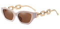 Vintage Cat Eye Sunglasses For Women New Brand Small Metal Chain Sunglasses Elegant Eyeglasses Trend Fashion Black Shades