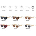 Vintage Cat Eye Sunglasses For Women New Brand Small Metal Chain Sunglasses Elegant Eyeglasses Trend Fashion Black Shades